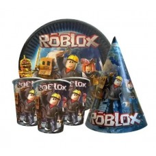 Набір Roblox Роблокс: Тарілки-10шт, Стакани-10шт, Ковпачки-10шт