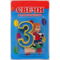 Свеча на торт цифра Футбол 3